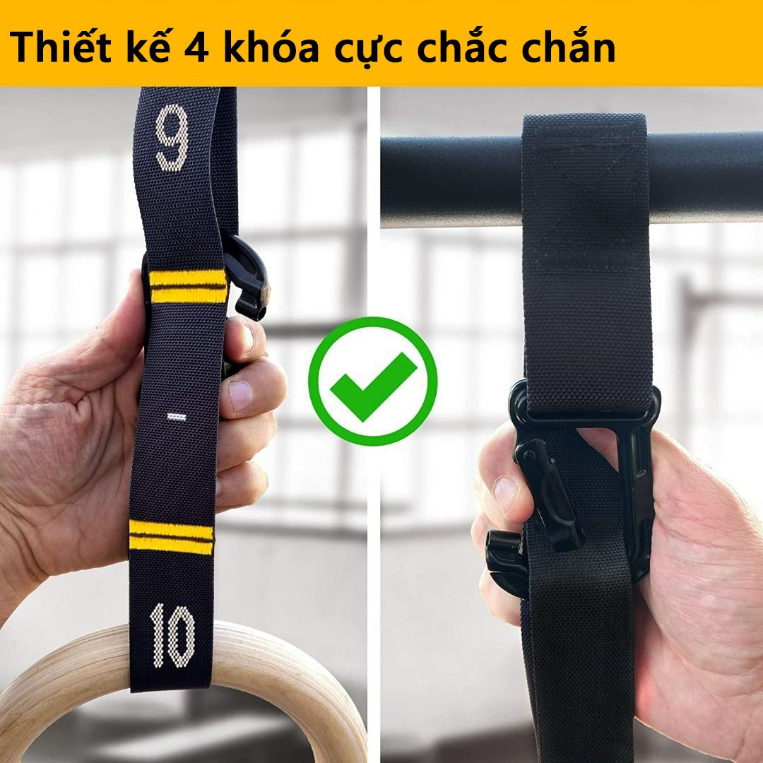 Mô tả Vòng Treo Tập Gym Cleacco – Gymnastic Rings Có Vạch Đo, Khóa Cài Chắc, Dụng Cụ Tập Thể Lực Tại Nhà ,bảo hành chính hãng - 4