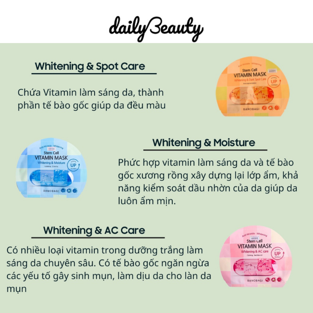 Mô tả Mặt Nạ Dưỡng Da Chuyên Sâu BANOBAGI Stem Cell Vitamin Mask, Super Collagen Mask Daily Beauty - 1