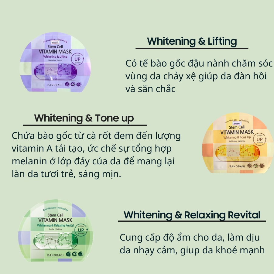 Mô tả Mặt Nạ Dưỡng Da Chuyên Sâu BANOBAGI Stem Cell Vitamin Mask, Super Collagen Mask Daily Beauty - 2