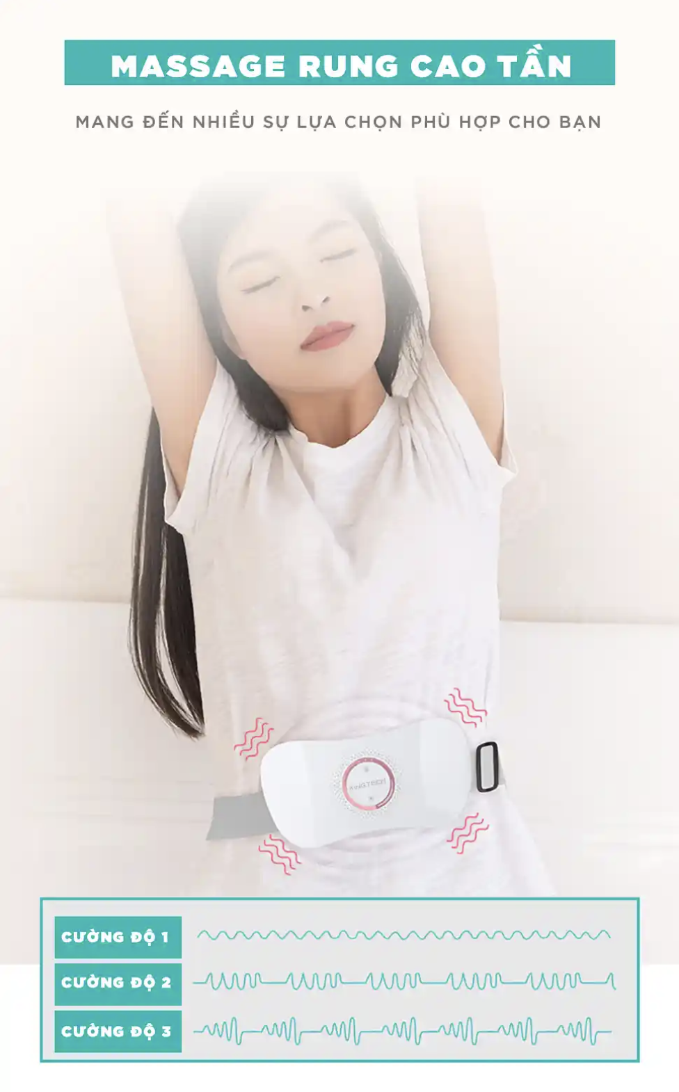 Mô tả Quà Valentine Tuyệt Vời Cho Bạn Gái - Máy Massage Bụng KINGTECH KS-220, Đai Chườm Nguyệt San Rung Cao Tần, Làm Ấm - 7