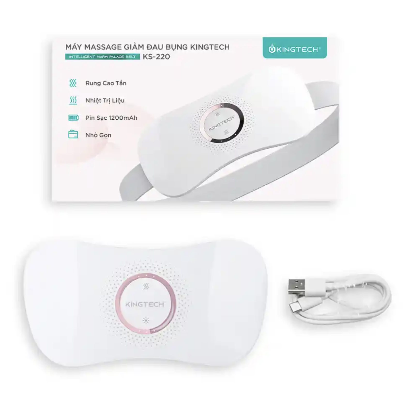 Mô tả Quà Valentine Tuyệt Vời Cho Bạn Gái - Máy Massage Bụng KINGTECH KS-220, Đai Chườm Nguyệt San Rung Cao Tần, Làm Ấm - 11