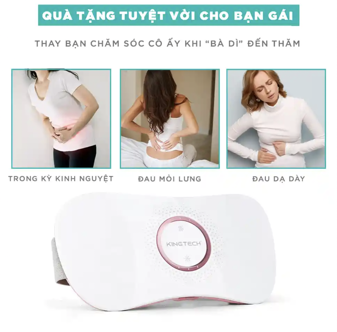 Mô tả Quà Valentine Tuyệt Vời Cho Bạn Gái - Máy Massage Bụng KINGTECH KS-220, Đai Chườm Nguyệt San Rung Cao Tần, Làm Ấm - 9