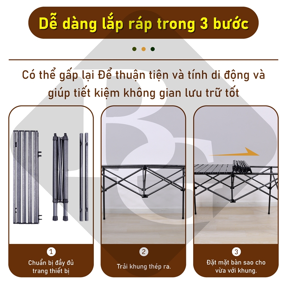 Mô tả Bàn cắm trại gấp gọn, TSD, dễ mang theo có thể gập lại, có nhiều kích thước 53 95 120cm new - 3
