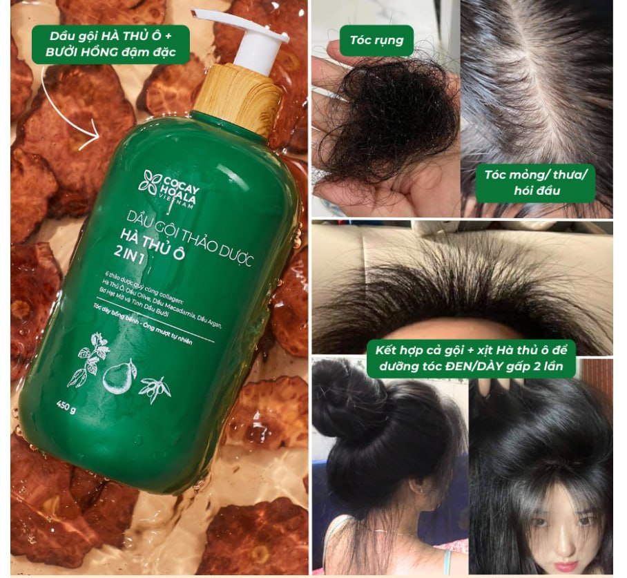 Mô tả Dầu Gội Thảo Dược Hà Thủ Ô 2in1 Cỏ Cây Hoa Lá 450g - Giảm Gãy Rụng, Dưỡng Tóc Chắc Khỏe - 8