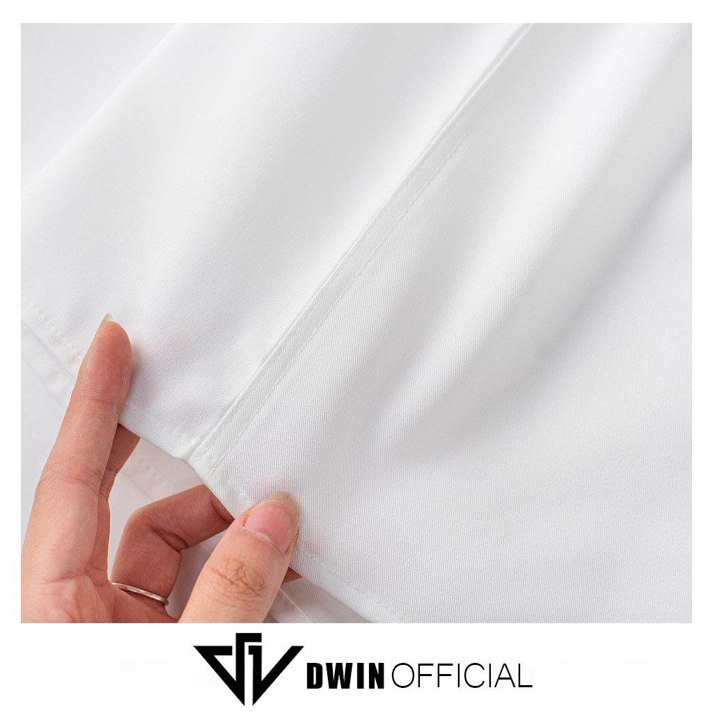 Mô tả Áo sơ mi nam nữ dài tay DWIN trơn basic chất nhung chéo Hàn cao cấp chống nhăn - 3