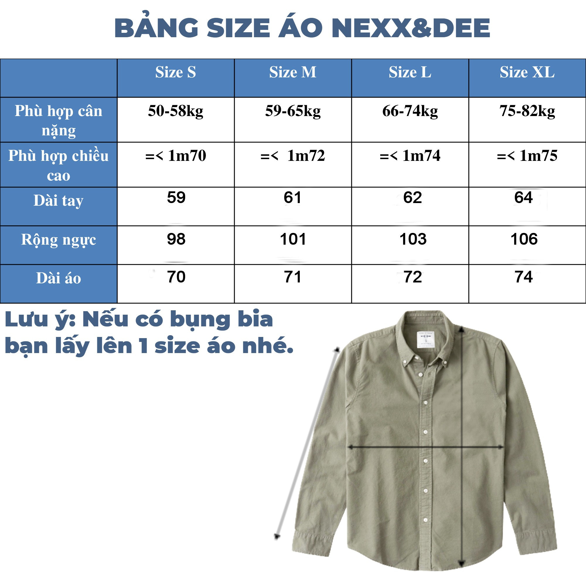 Mô tả Áo sơ mi caro nam tay dài kẻ sọc vải Oxford công sở denim Nexx&Dee SM09 - 1