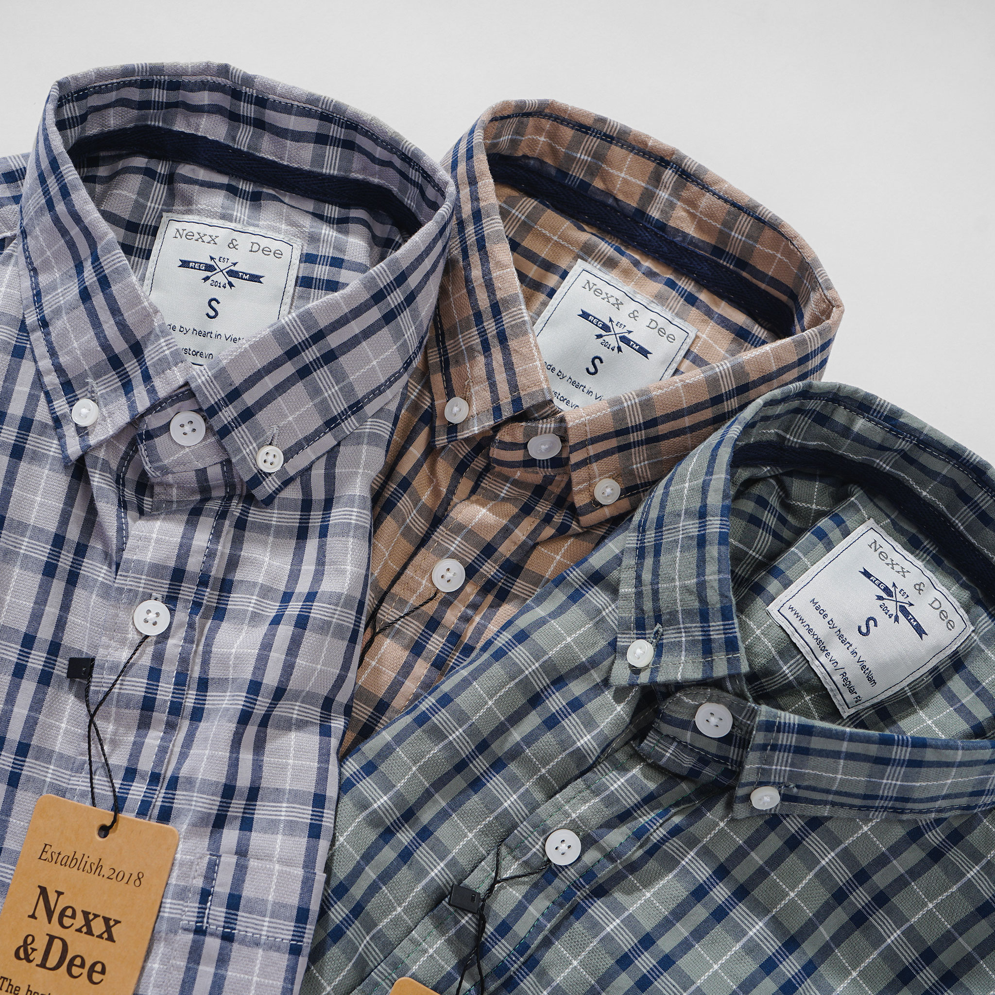 Mô tả Áo sơ mi caro nam tay dài kẻ sọc vải Oxford công sở denim Nexx&Dee SM09 - 5