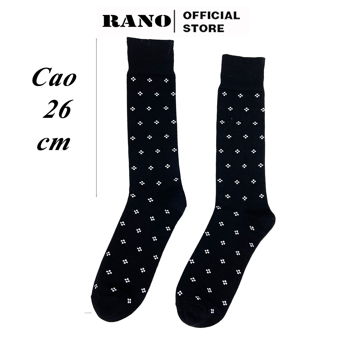 Mô tả Tất nam cổ cao đi giày tây RANO công sở cao cấp hoạ tiết dấu cộng, chất liệu cotton hút ẩm thoáng khí TAY26CONG - 2
