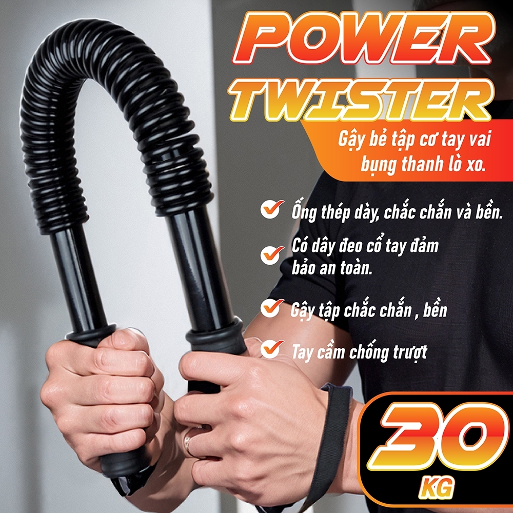 Mô tả BG - Gậy Lò xo tập tay, thiết bị tập cơ , siết chặt bắp tay, Power Twister 20KG/30KG/40KG/50KG/60KG - 1