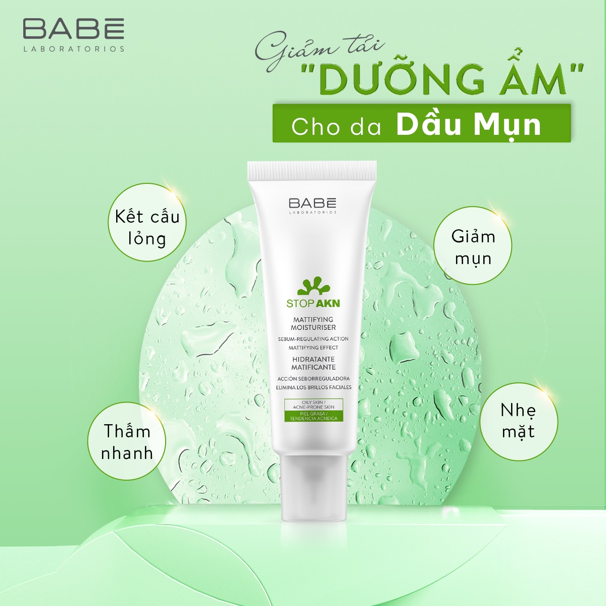Mô tả Kem dưỡng cho da dầu mụn Laboratorios BABÉ Stop Akn Mattifying Moisturiser 50ml - 1