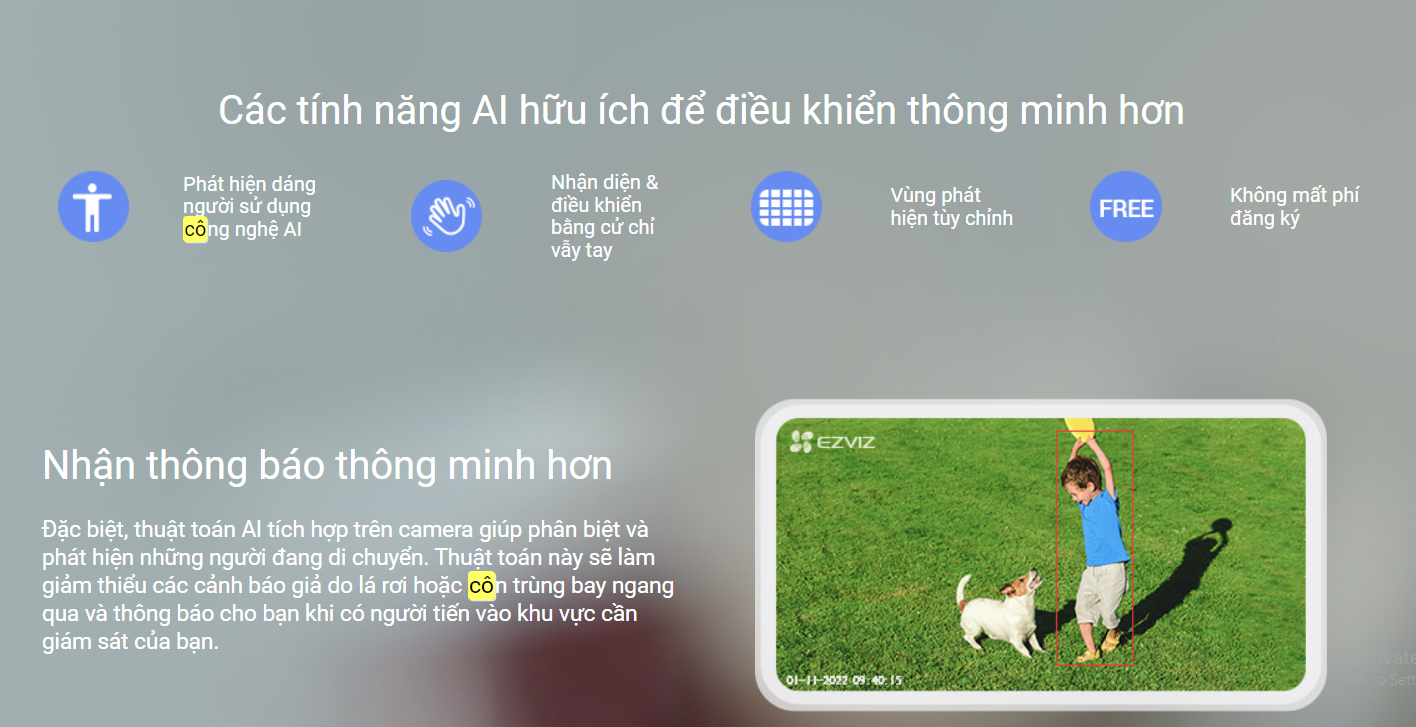 Mô tả camera wifi không dây ezviz H3c 2K+ 4Megapixel có màu ban đêm , đàm thoại 2 chiều phát AI phát hiện chuyển động - 3
