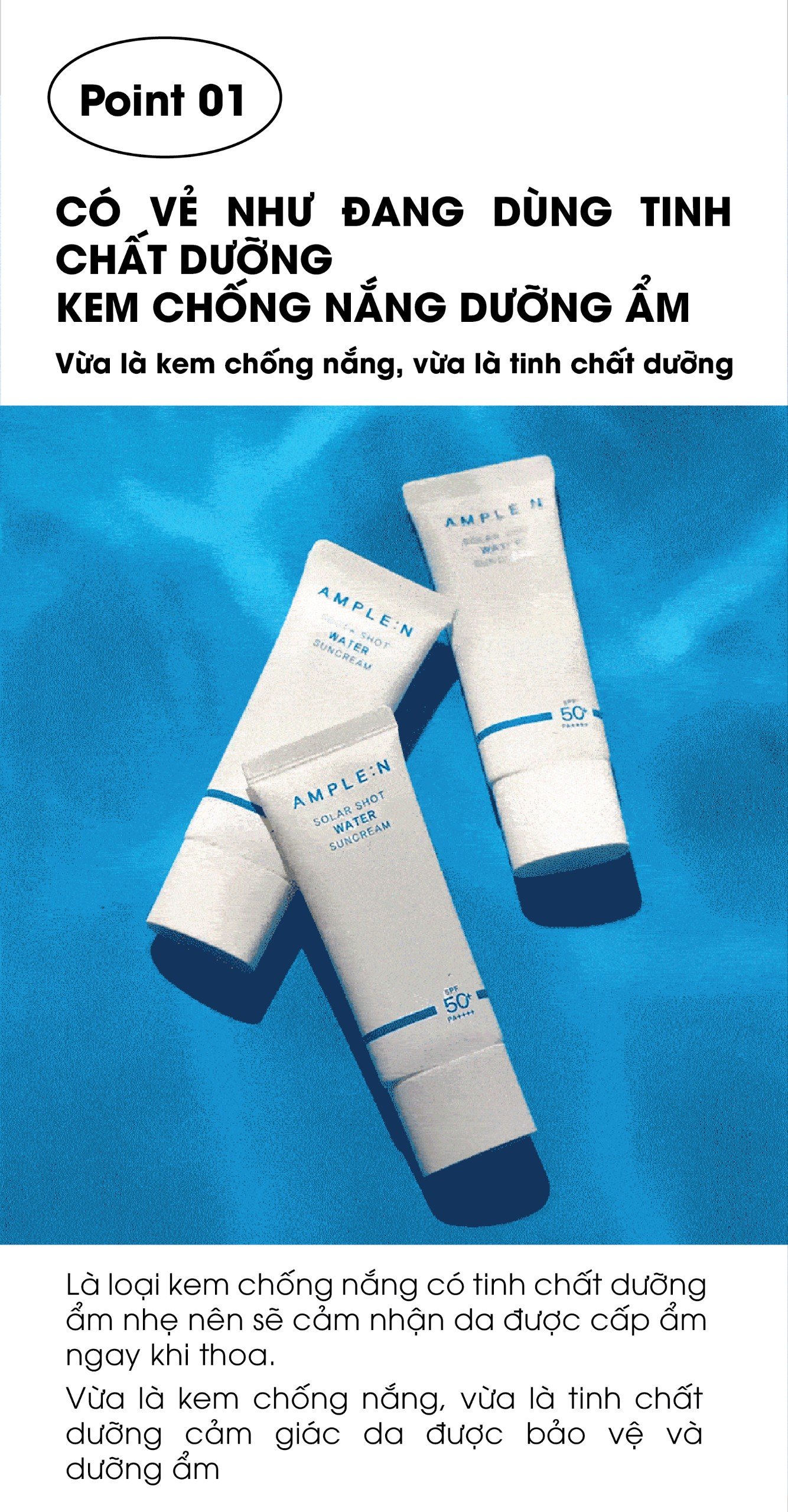 Mô tả Kem Chống Nắng Dưỡng Ẩm Ample:n Solar Shot Water Suncream 40ML - 5