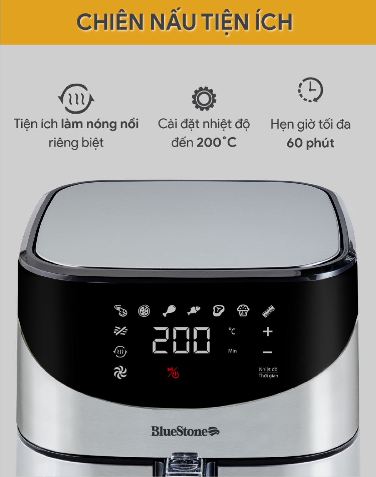 Mô tả Nồi Chiên Không Dầu Điện Tử BlueStone AFB-5880 - 5.5 Lít -1700W - 5