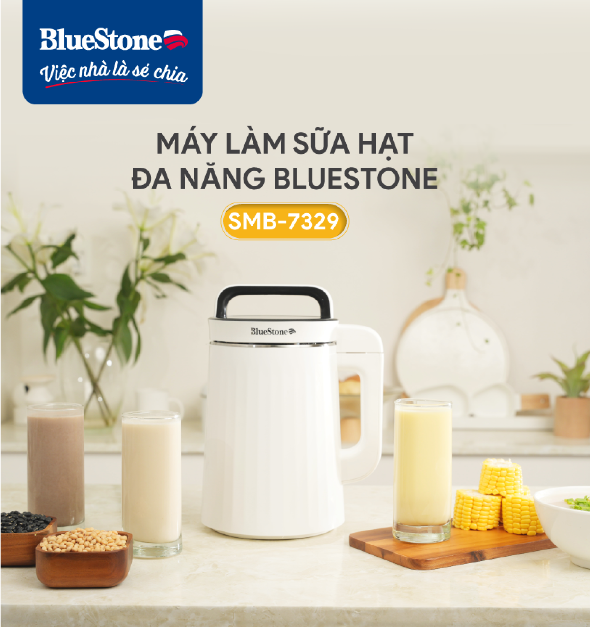 Mô tả Máy Làm Sữa Hạt Đa Năng BlueStone SMB-7329 1000W - 1.3 Lít - Chống Trào, Độ Ồn Thấp - 6