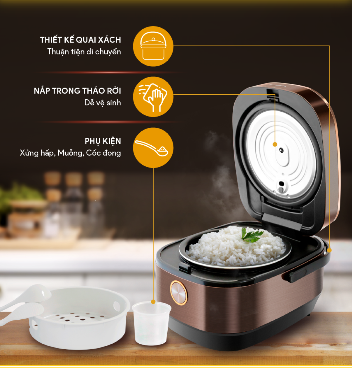 Mô tả Nồi Cơm Điện Tử Lòng Niêu BlueStone RCB-5949 - 1,5 Lít - 860W - 4