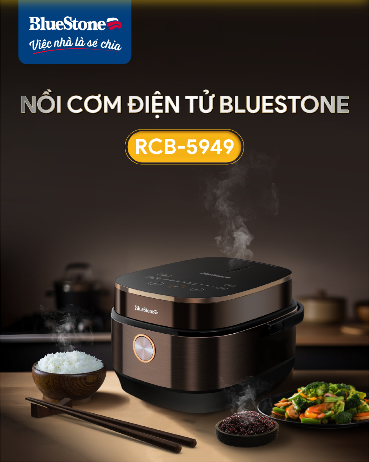 Mô tả Nồi Cơm Điện Tử Lòng Niêu BlueStone RCB-5949 - 1,5 Lít - 860W - 6