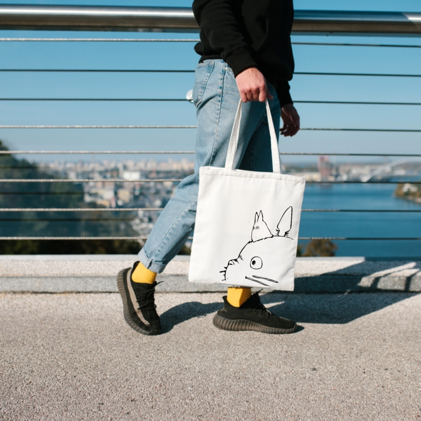 Mô tả Túi tote Vải Canvas GINKO Kiểu Basic có dây kéo khóa ( túi con bên trong ) In Hình Totoro M47-G127 - 3