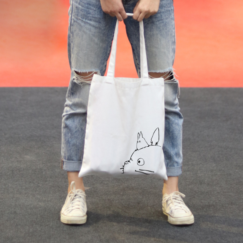 Mô tả Túi tote Vải Canvas GINKO Kiểu Basic có dây kéo khóa ( túi con bên trong ) In Hình Totoro M47-G127 - 4