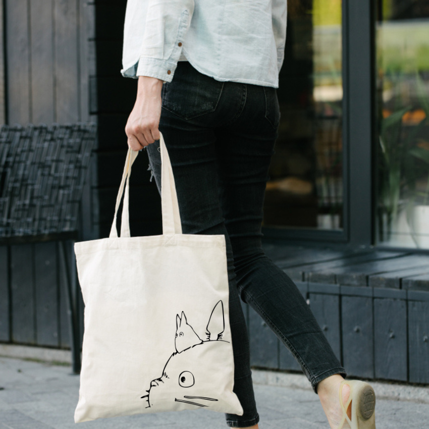 Mô tả Túi tote Vải Canvas GINKO Kiểu Basic có dây kéo khóa ( túi con bên trong ) In Hình Totoro M47-G127 - 11