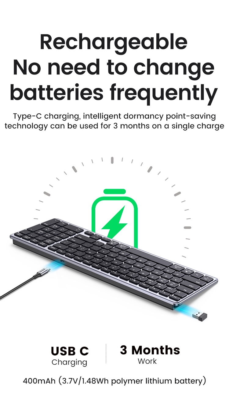 Bàn phím pin sạc không dây UGREEN KU005
