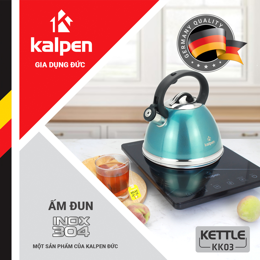 Mô tả Ấm Đun Nước INOX 304 5 Đáy Cao Cấp KK03-3L Hàng Chính Hãng KALPEN-GIA DỤNG ĐỨC Bảo Hành 3 Năm - 1