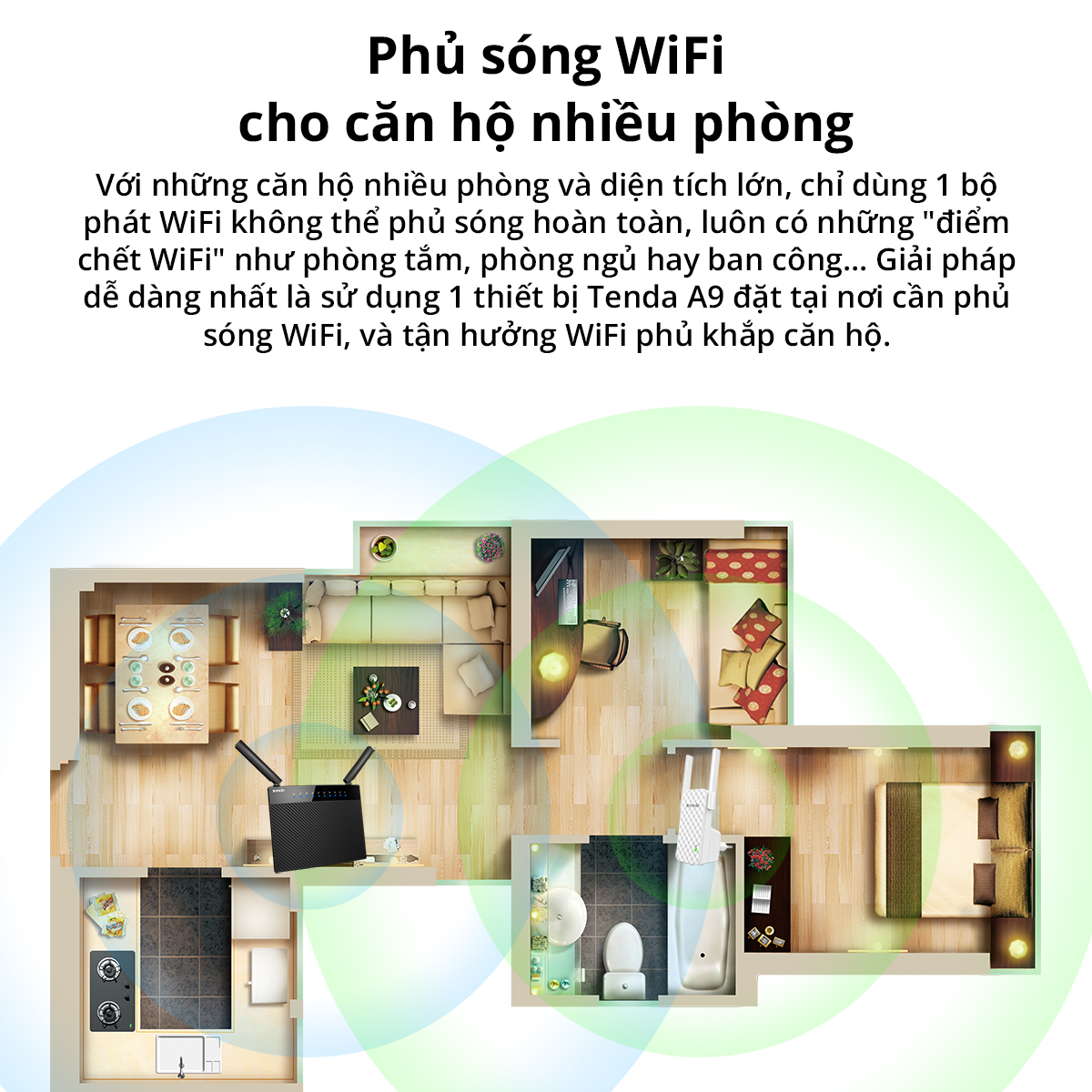 Mô tả Bộ Mở Rộng Sóng WiFi Tenda A9 Chuẩn N 300Mbps - Hàng Chính Hãng - 9
