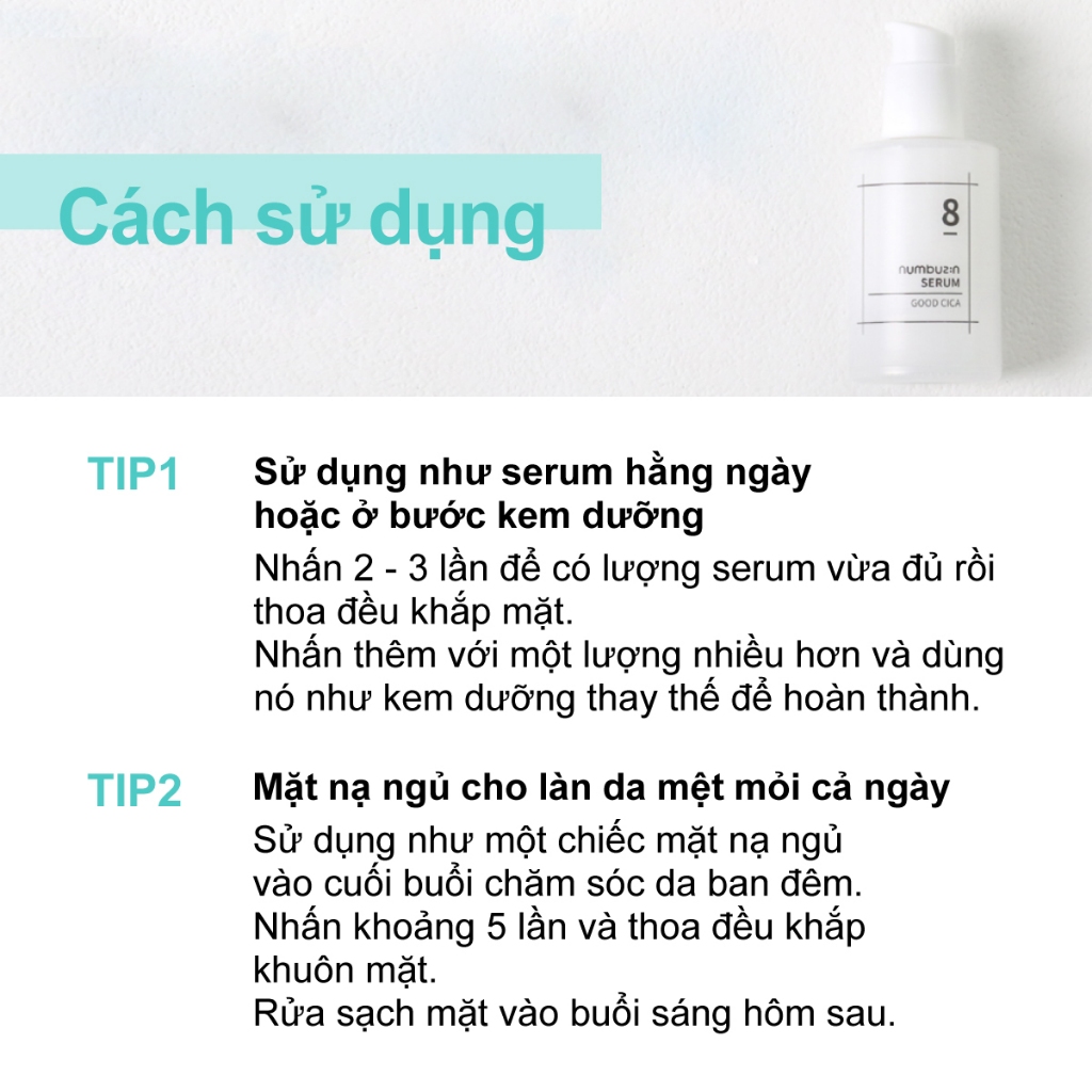 Mô tả Tinh chất serum rau má Numbuzin No.8 Fine Cica Serum dành cho da m.ụ.n v.iê.m và da nhạy cảm dung tích 50ml Daily Beauty - 7