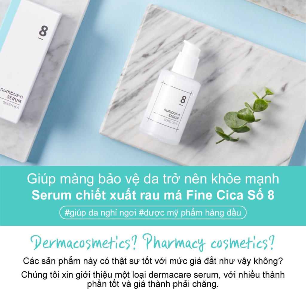 Mô tả Tinh chất serum rau má Numbuzin No.8 Fine Cica Serum dành cho da m.ụ.n v.iê.m và da nhạy cảm dung tích 50ml Daily Beauty - 1