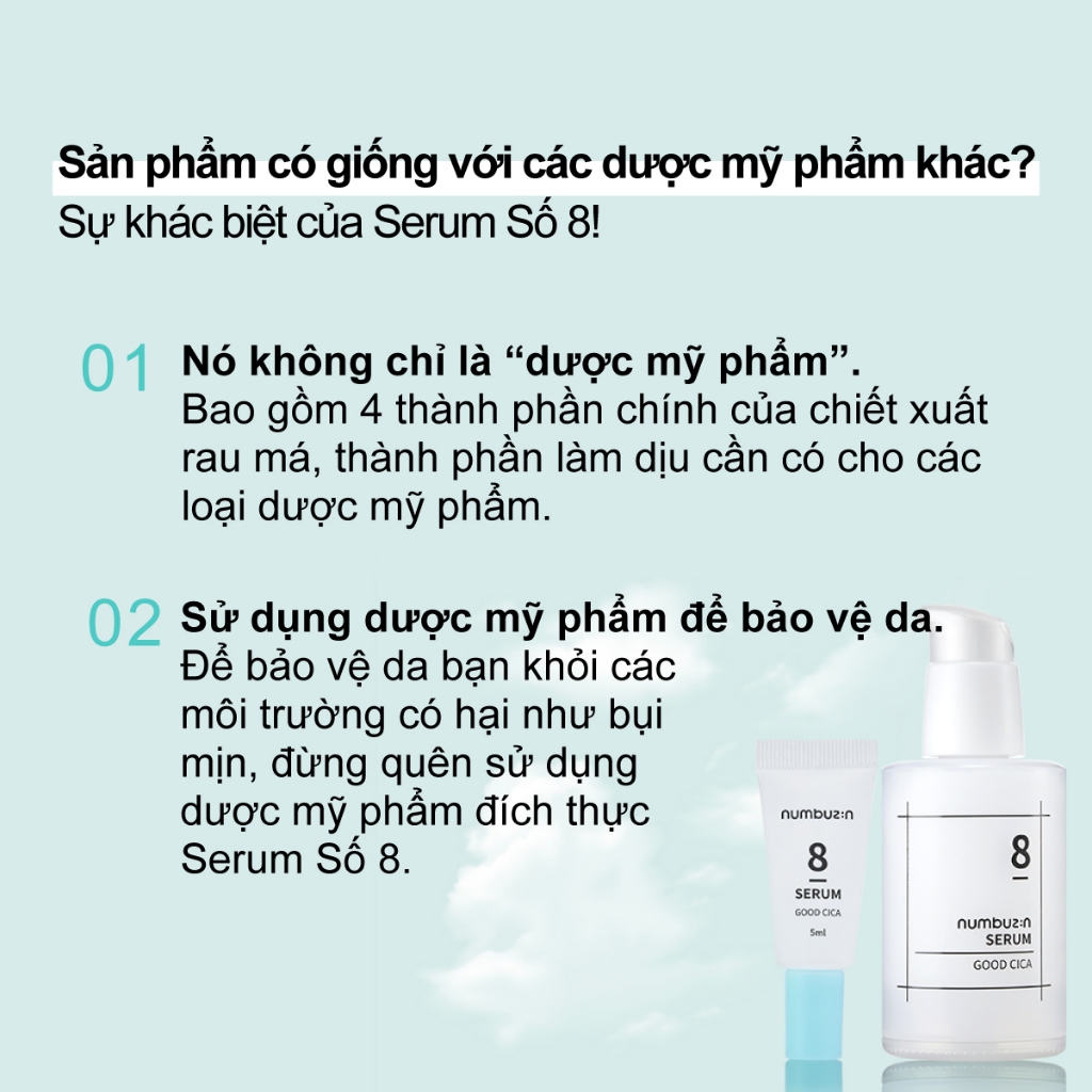 Mô tả Tinh chất serum rau má Numbuzin No.8 Fine Cica Serum dành cho da m.ụ.n v.iê.m và da nhạy cảm dung tích 50ml Daily Beauty - 2