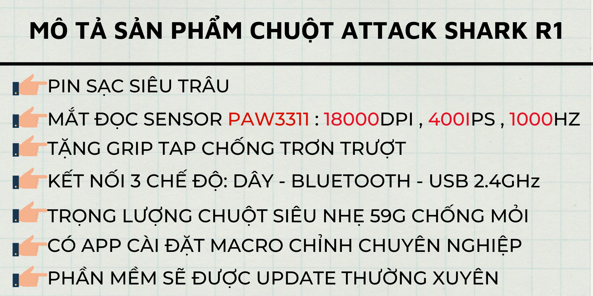 Thiết kế siêu nhẹ của Attack Shark R1