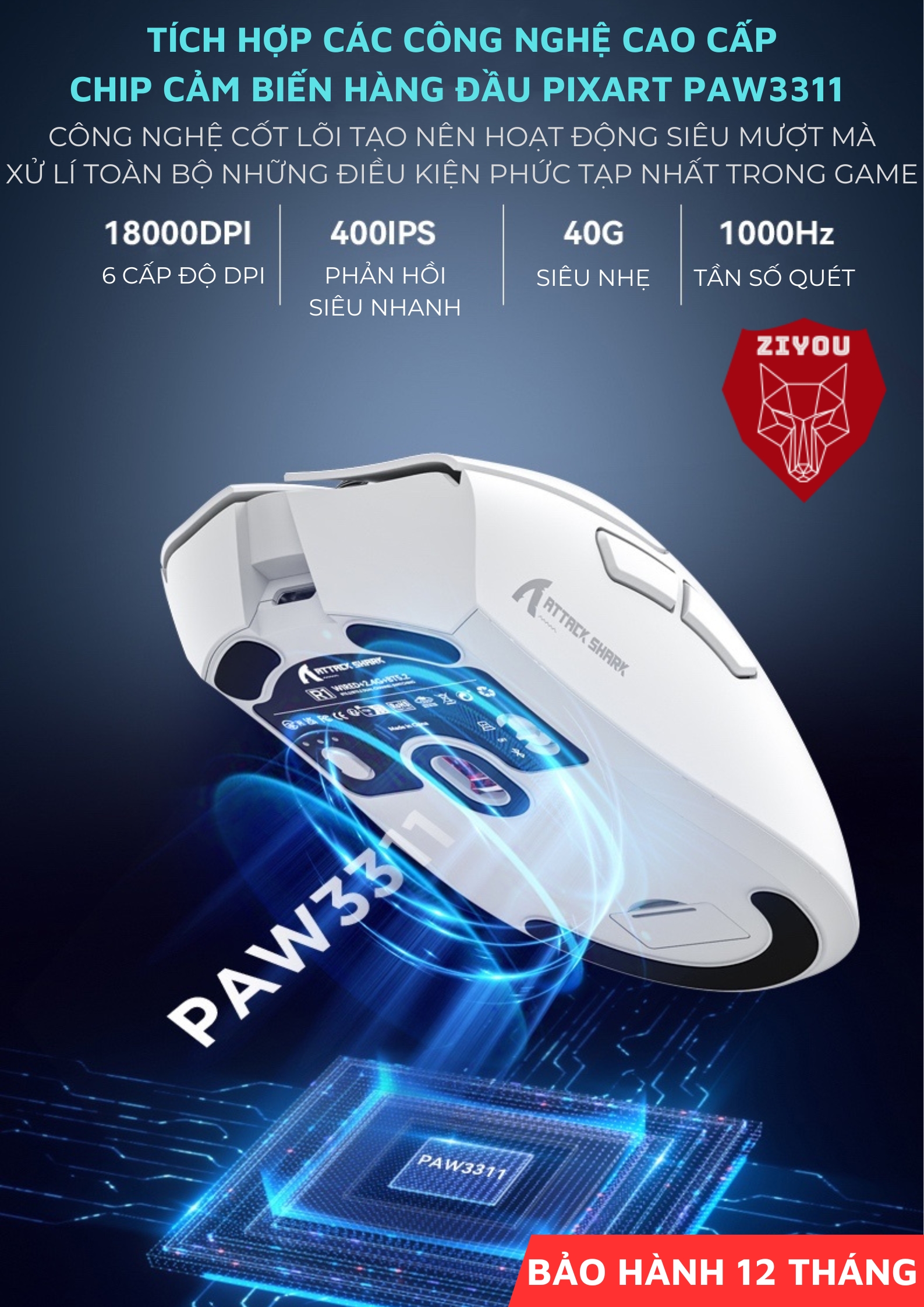 Kích thước chuột Attack Shark R1