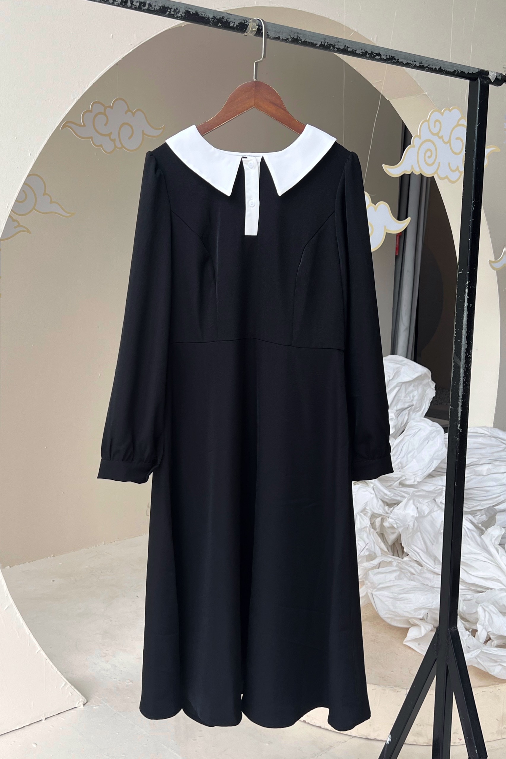 Mô tả Đầm cổ polo phối trắng tay dài BIGSIZE (55kg đến 95kg) - 23YD93 - [BU Bigsize Young] - 1