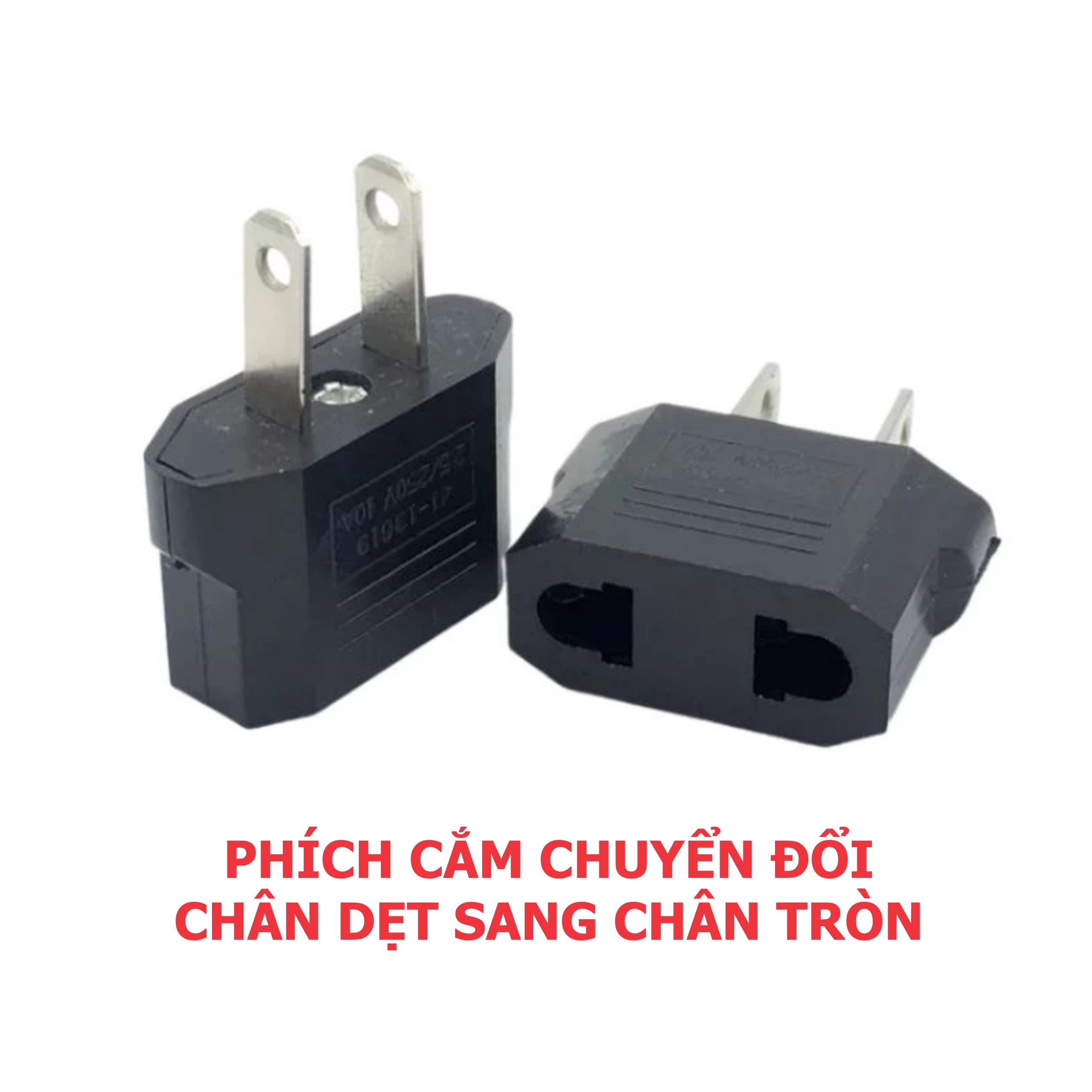 Mô tả Đầu Chuyển - Taky, Ổ Chuyển Đổi Phích Điện Nhỏ Gọn, Tiện Dụng, Phích Cắm Chuyển Đổi Chân Dẹt Sang Chân Tròn. 8601 - 4
