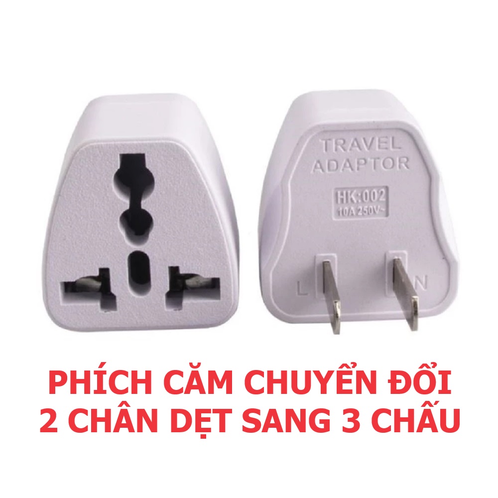 Mô tả Phích Điện - Taky, Chuyển Đổi 3 Chân Sang 2 Chân Dẹt, Chuẩn US-JP Đầu Chuyển Đổi Phích Điện Nhỏ Gọn, Tiện Dụng. 8601 - 3