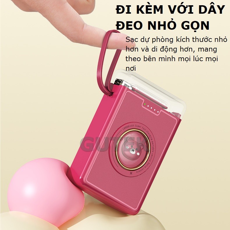 Mô tả Sạc dự phòng 20000mah 10000mah sạc nhanh pin dung lượng lớn có dây sạc cho điện thoại - Gutek YM833 - 3