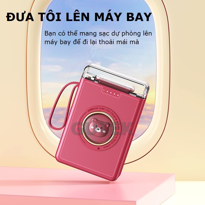 Mô tả Sạc dự phòng 20000mah 10000mah sạc nhanh pin dung lượng lớn có dây sạc cho điện thoại - Gutek YM833 - 8