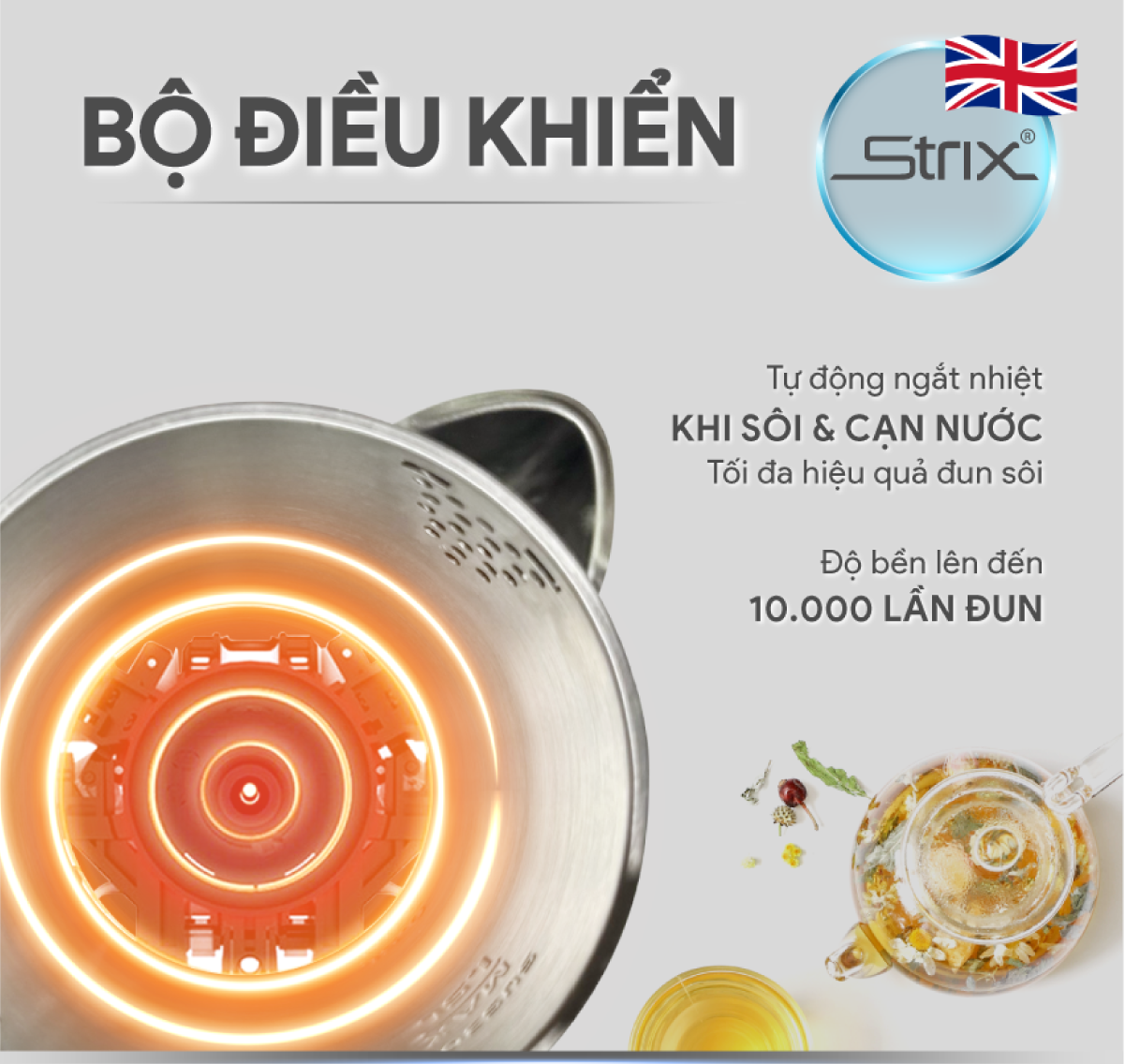 Mô tả Ấm Đun Nước 2 Lớp Cảm Ứng BlueStone KTB-3466 - 1,5 Lít - 2200W - Bộ điều khiển  Strix - 3