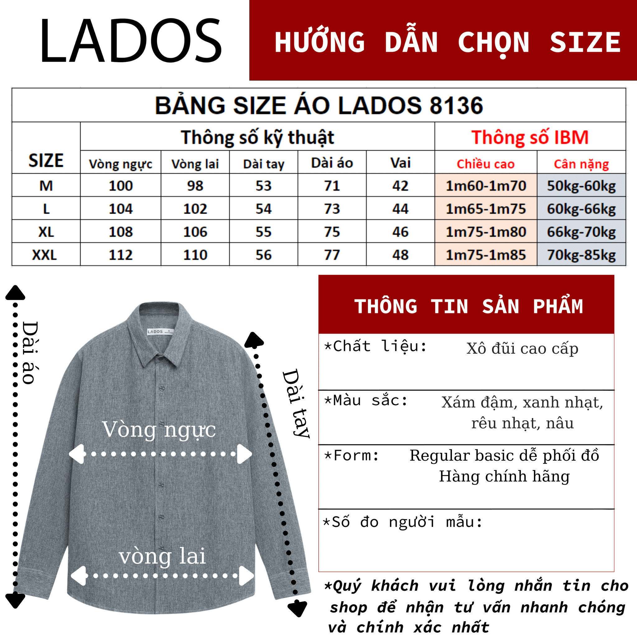Mô tả Áo sơ mi nam dài tay vải xô đũi cao cấp LADOS-18136 trẻ trung phong cách Hàn Quốc - 4