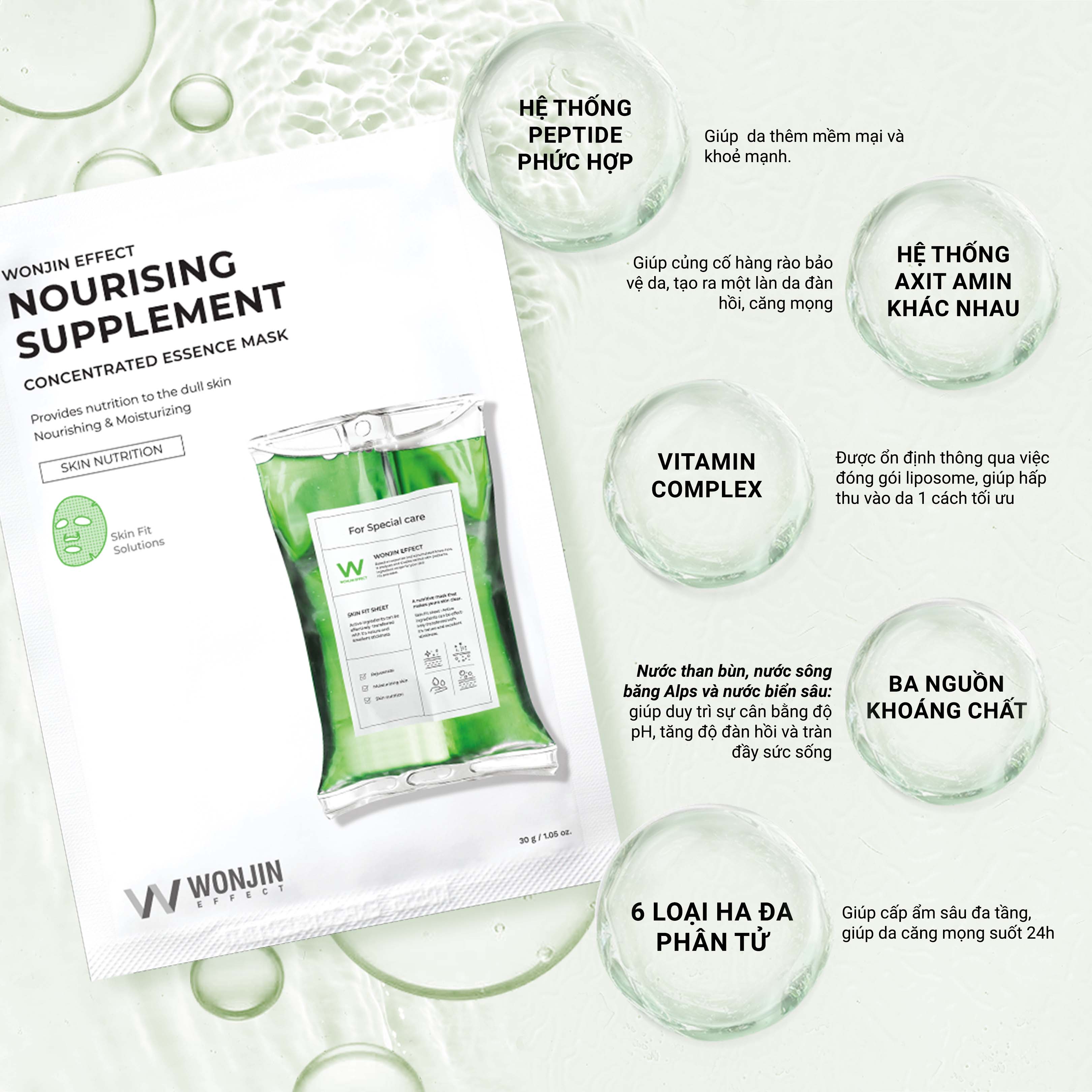 Mô tả Combo 10 Mặt Nạ Phục Hồi Chuyên Sâu WonJin Effect Nourising Supplement Mask 30g/miếng [B1] - 3