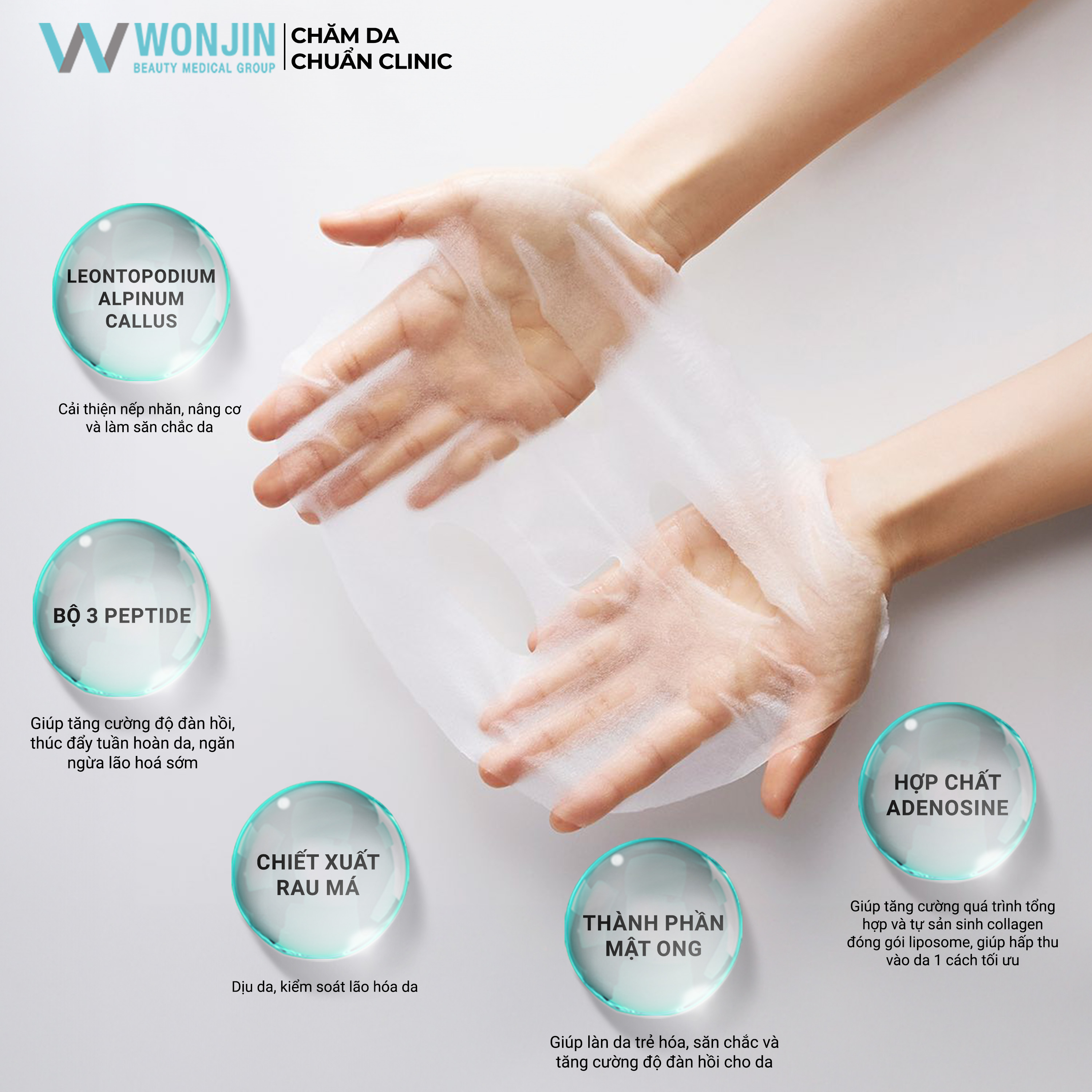 Mô tả Combo 10 Mặt Nạ Chăm Da Chuẩn Clinic MIX WonJin Effect 30g x10 [B1] - 7