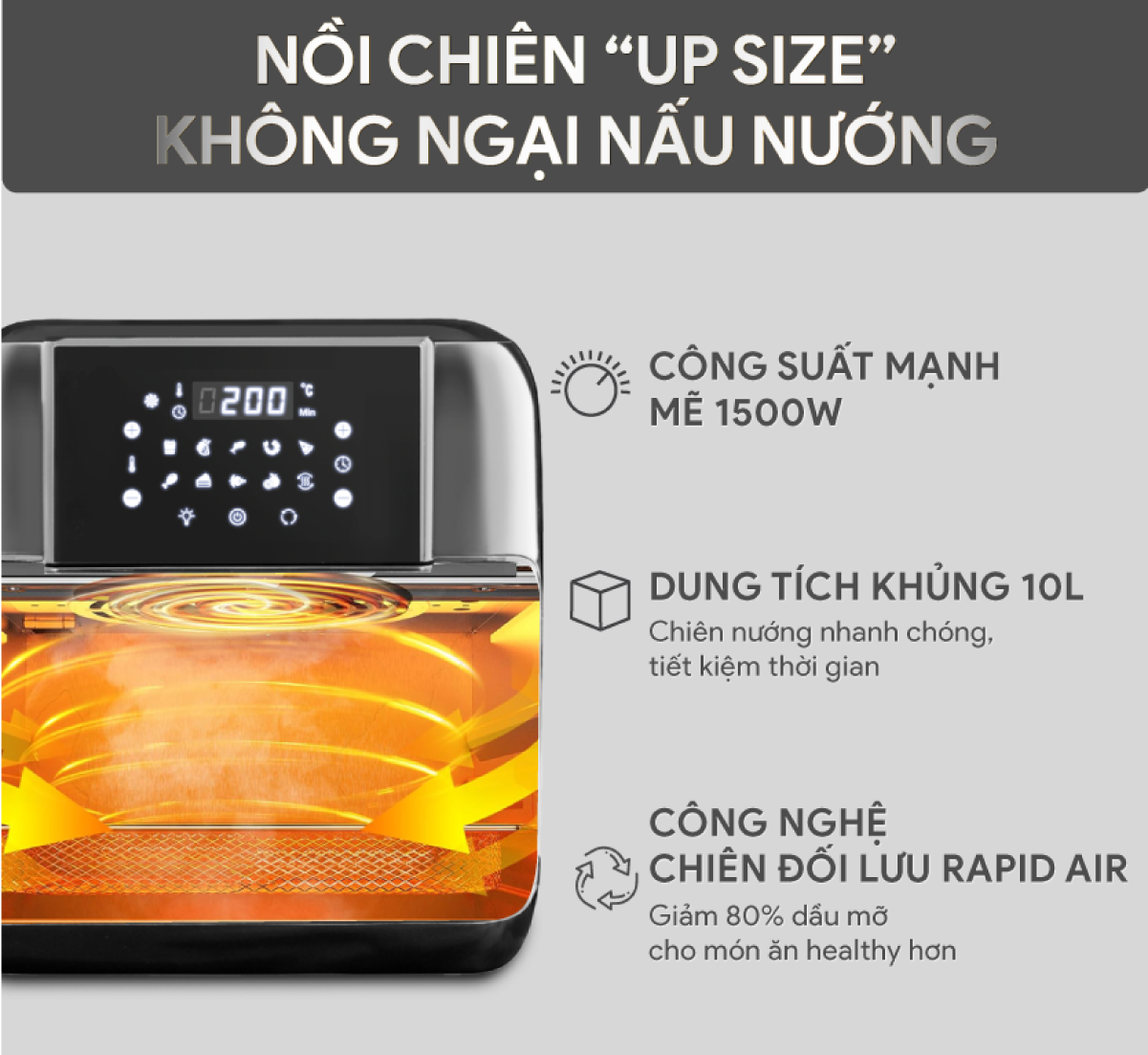 Mô tả Nồi Chiên Không Dầu Điện Tử BlueStone AFB-5888 - 10 Lít - 1800W - 2
