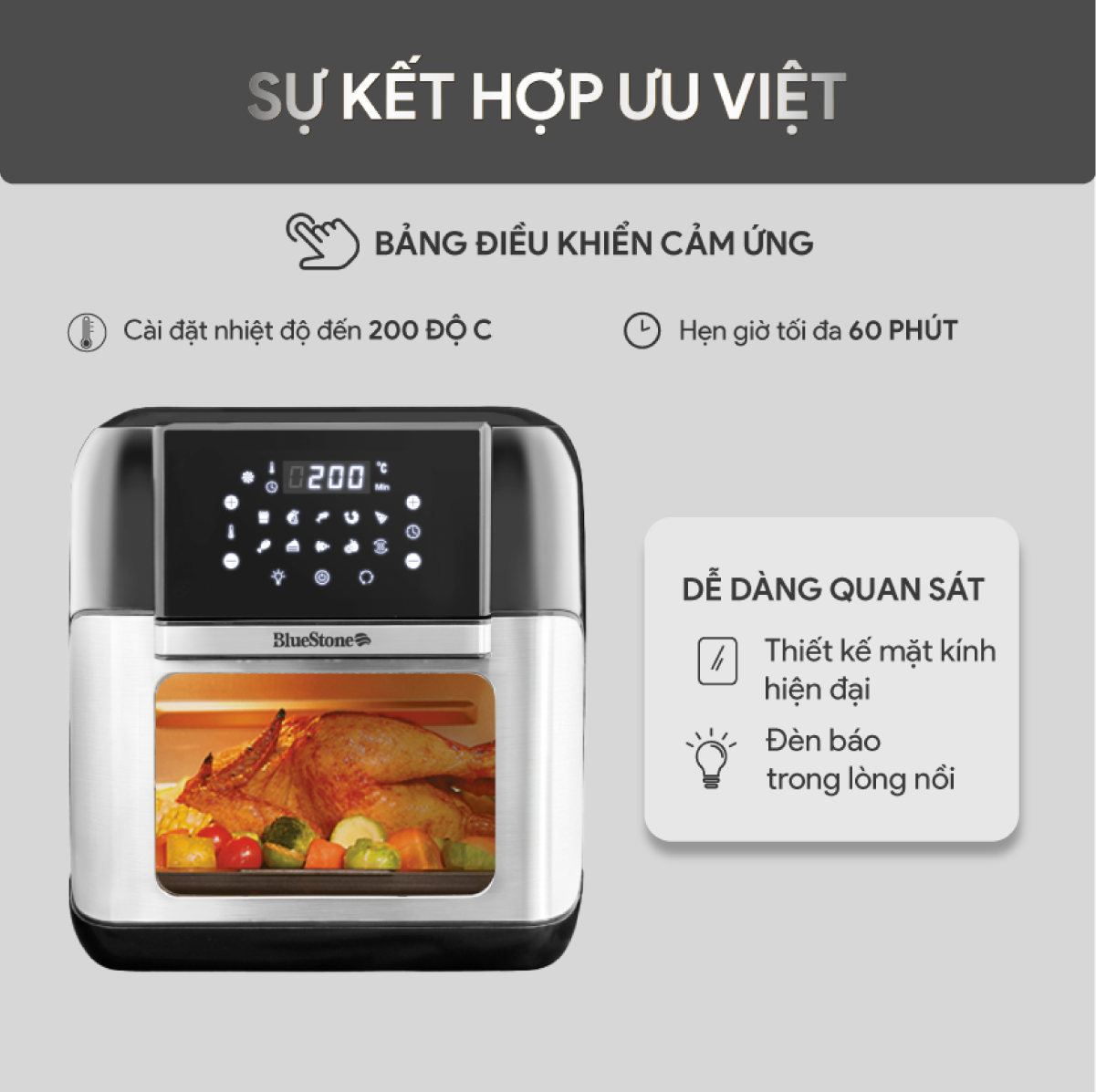Mô tả Nồi Chiên Không Dầu Điện Tử BlueStone AFB-5888 - 10 Lít - 1800W - 3
