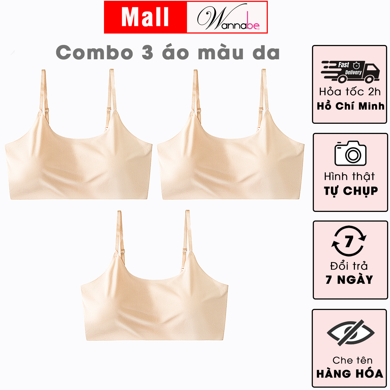 Combo 3 áo ngực su WANNABE AL45S - Áo lá nữ sinh