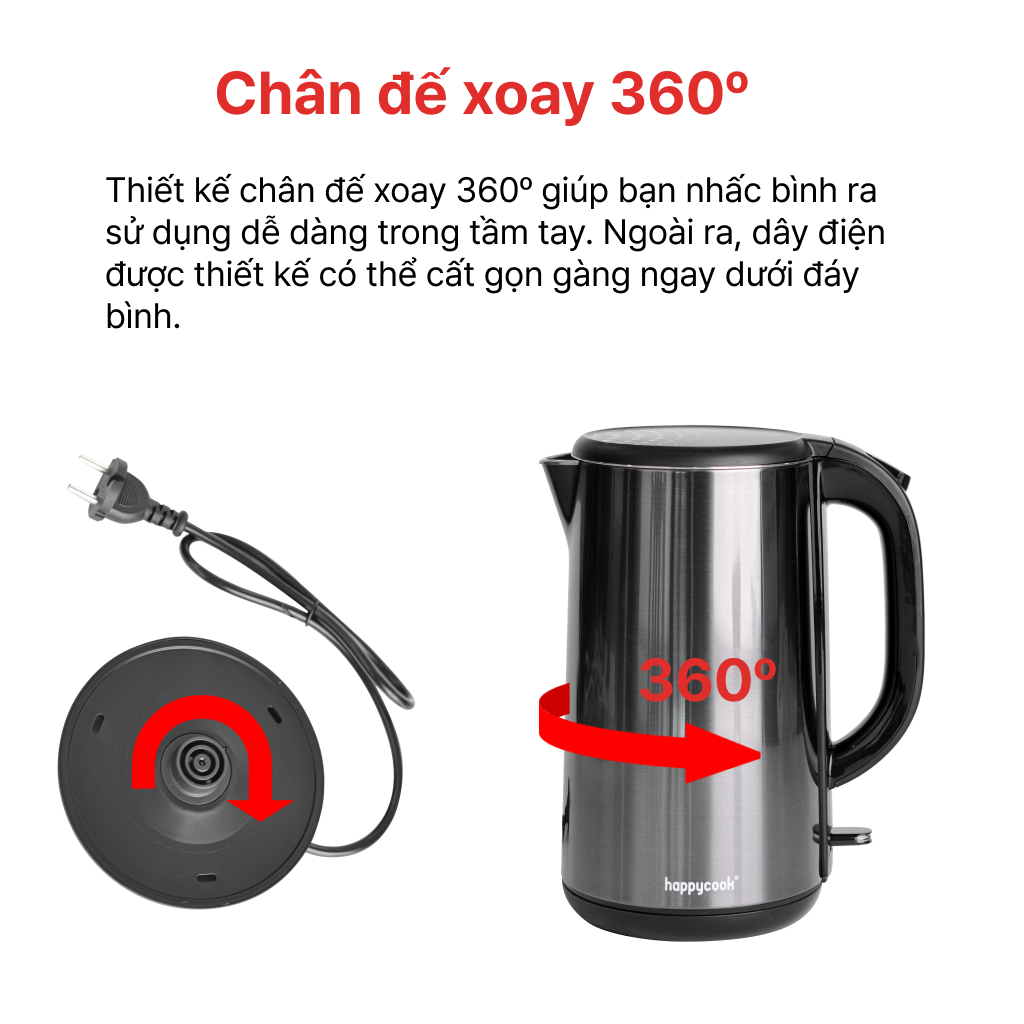 Mô tả ẤM SIÊU TỐC 1.8L HAPPYCOOK, HEK-180SG - 7