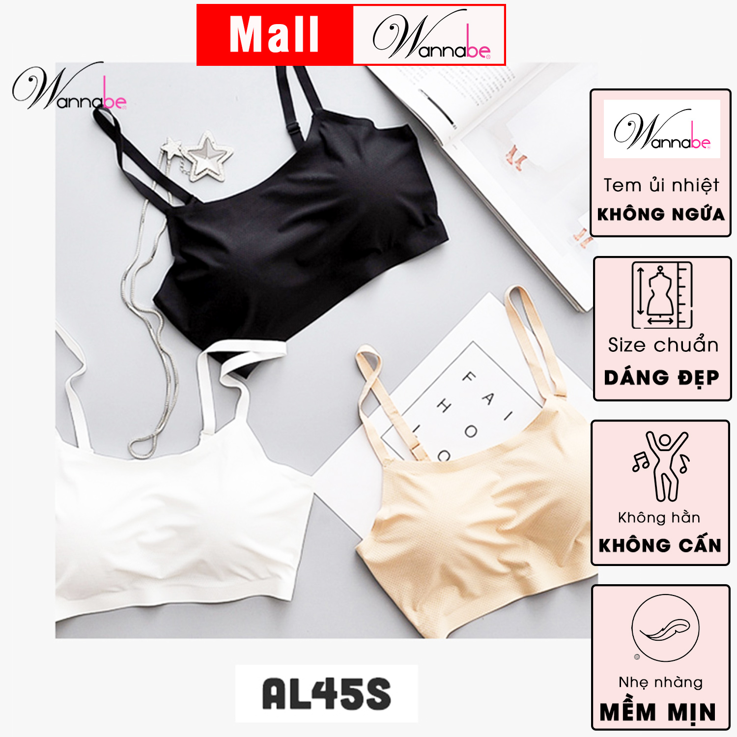 Mút đệm tháo rời áo lá WANNABE AL45S