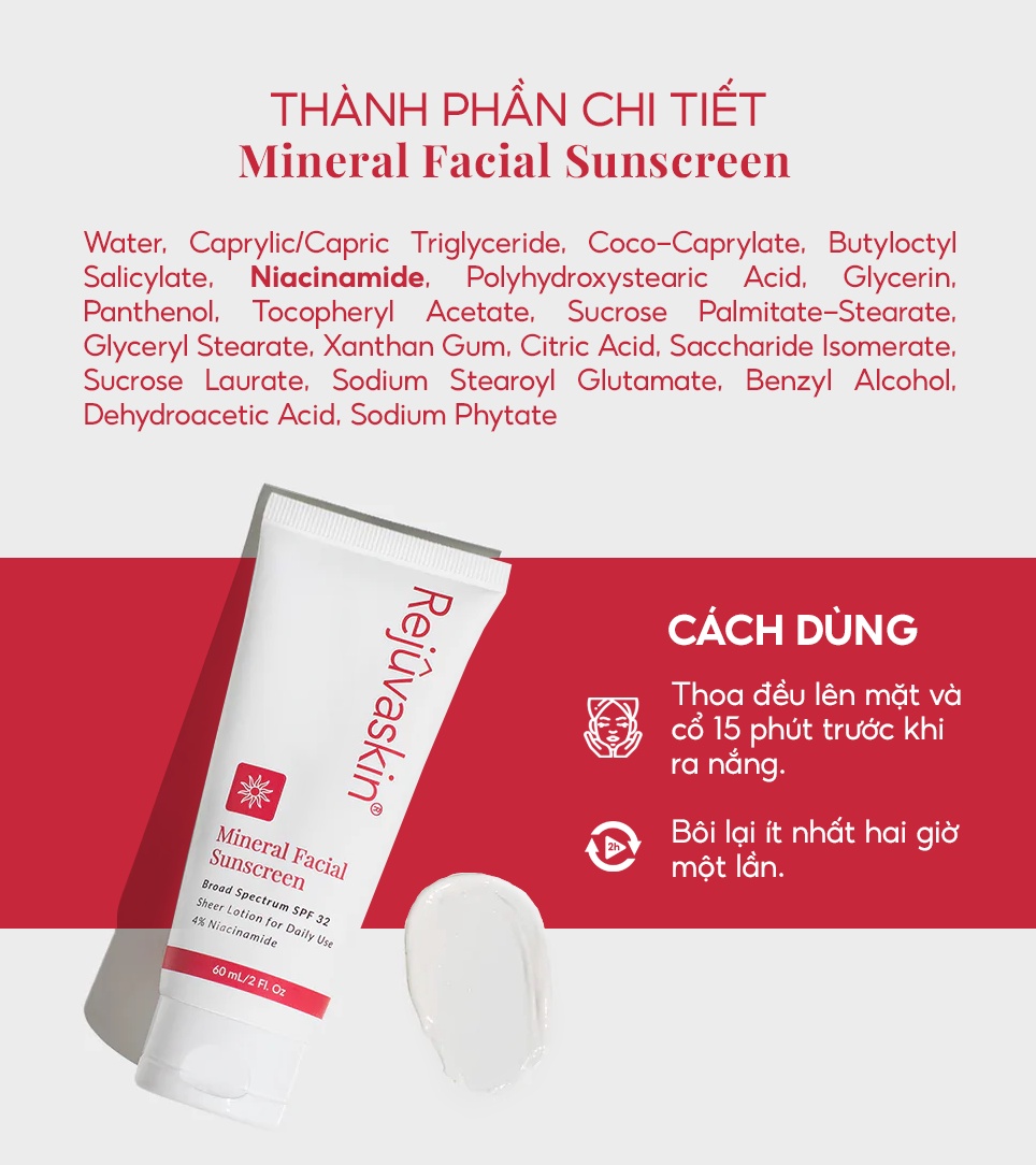 Mô tả Kem Chống Nắng Vật Lý Mineral Facial Rejuvaskin Dưỡng Ẩm, Phục Hồi Da SPF 32 60ml - 6