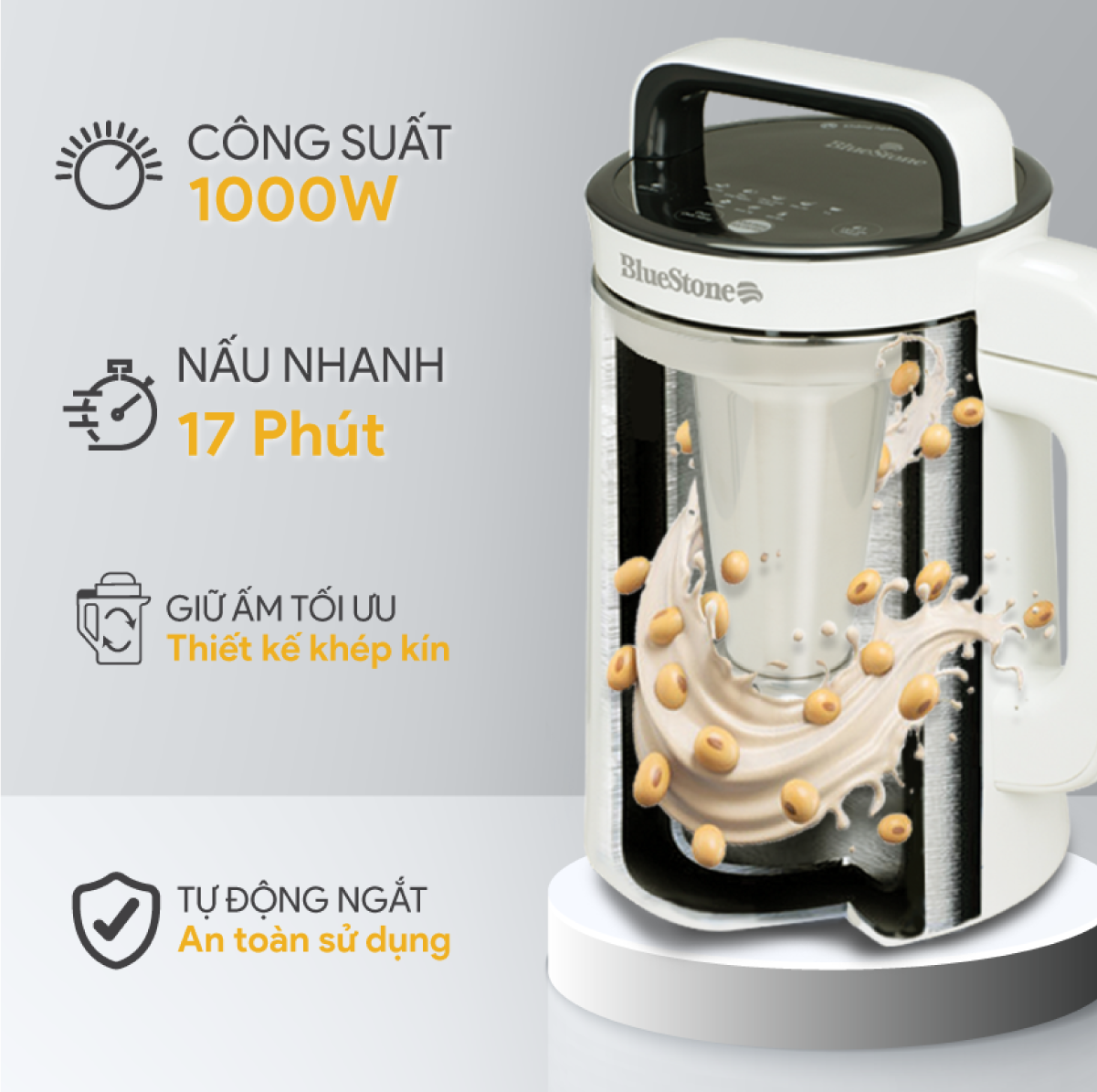 Mô tả Máy Làm Sữa Hạt Đa Năng BlueStone SMB-7329 1000W - 1.3 Lít - Chống Trào, Độ Ồn Thấp - 5