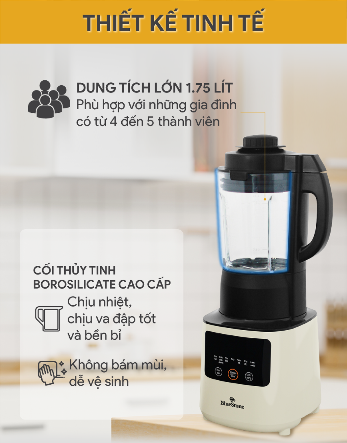 Mô tả Máy Xay Nấu và Làm Sữa Hạt Đa Năng BlueStone BLB-6035 - 1.75 Lít - Bảo hành 2 năm - 4