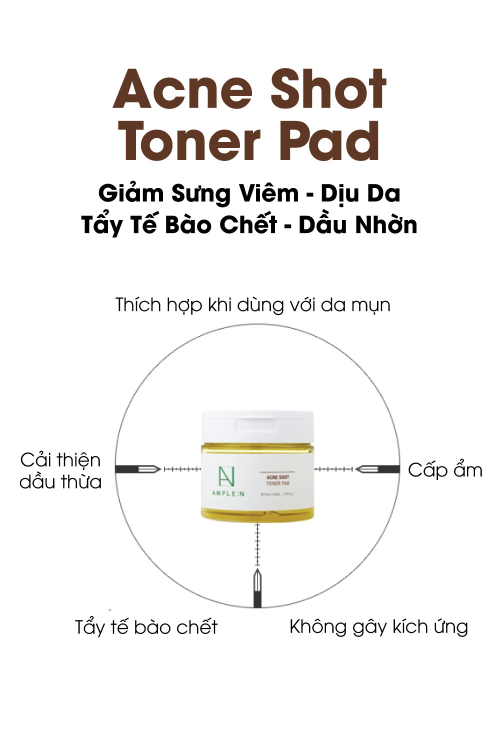 Mô tả Bông Toner Cho Da Mụn AMPLE:N Acne Shot Toner Pad 60 Miếng - 4
