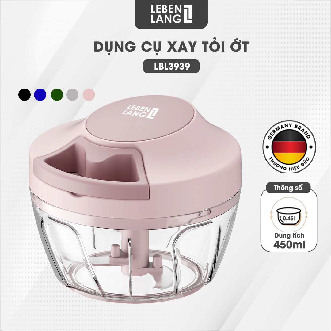 Mô tả Dụng cụ xay tỏi ớt, thực phẩm Lebenlang LBL3939, 450ml, lưỡi xay bén, dây rút tiện lợi - chính hãng - 1